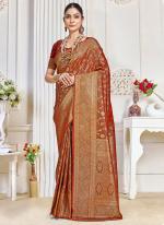 Silk Red Traditional Wear Zari Work Saree